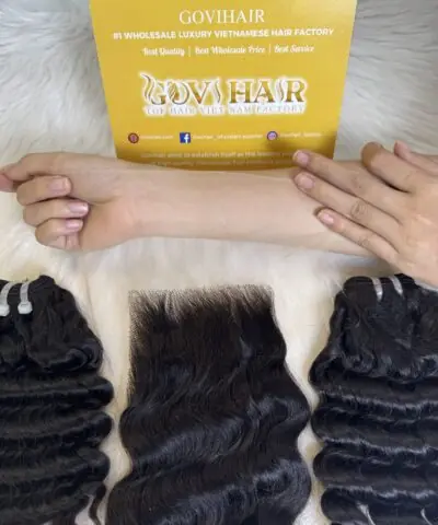 HD Lace Closure 6x6 Deep Wave 22 Inch #1B Natural Black Color