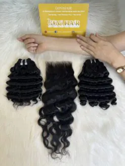 HD Lace Closure 6x6 Deep Wave 22 Inch #1B Natural Black Color Human Hair