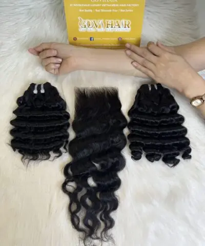 HD Lace Closure 6x6 Deep Wave 22 Inch #1B Natural Black Color Human Hair