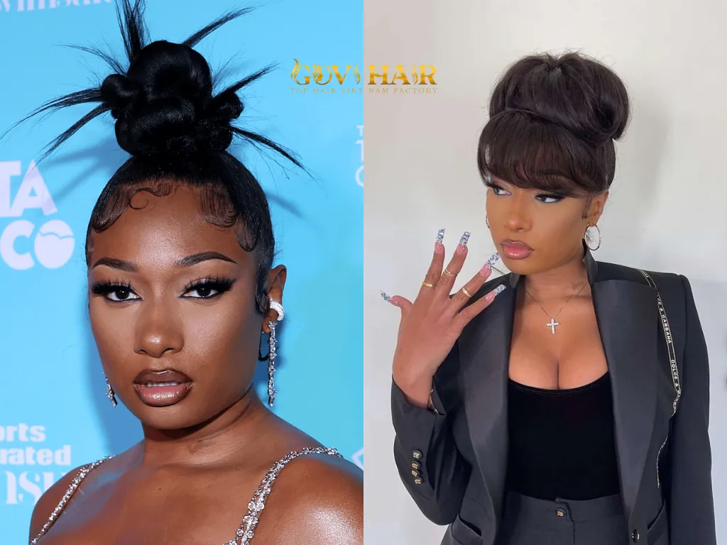 The spiky bun is edgy and architectural