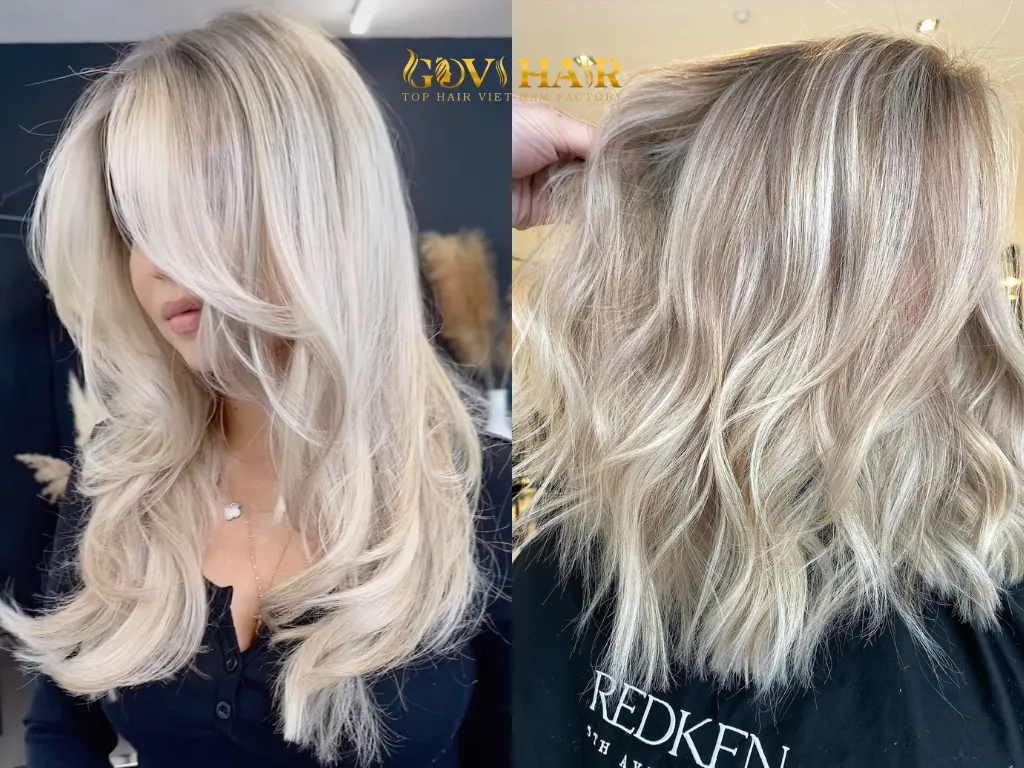 Achieving a luminous pearl blonde shade requires careful lifting