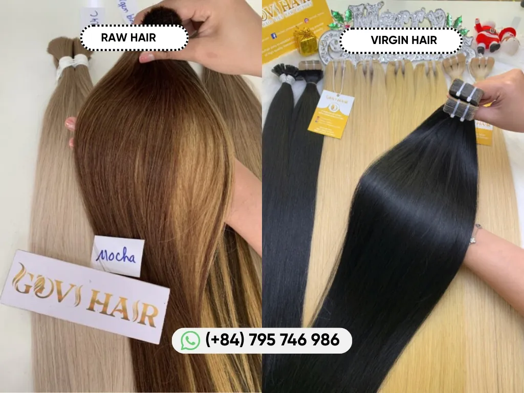 Raw and virgin human hair suitable for cherry plum hair color