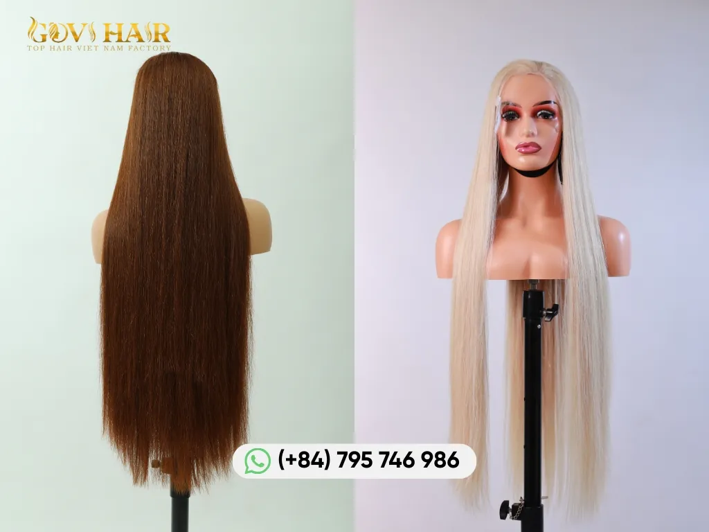 Straight 40 inch raw hair showing smooth natural texture