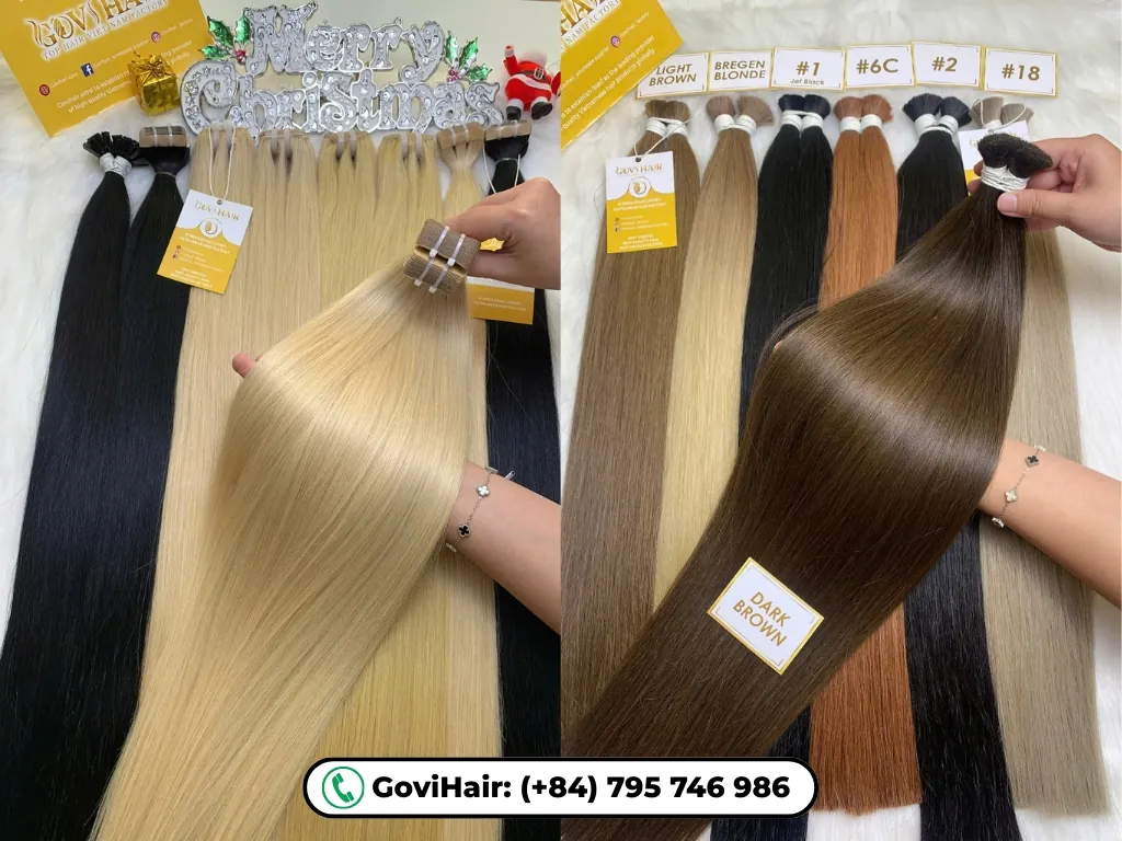 #60 and dark brown color hair extensions at GoviHair