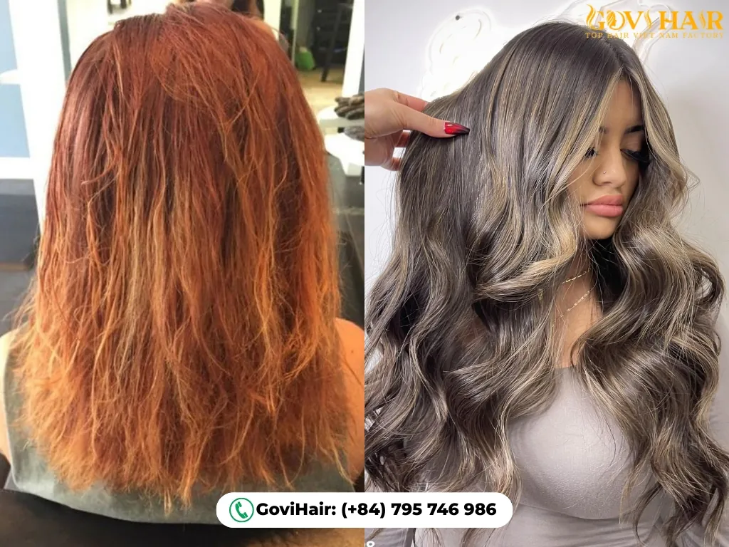 Brassy orange bands from uneven processing