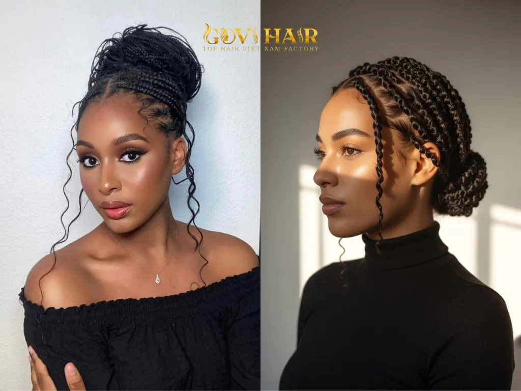 A braided crown offers a romantic and regal finish