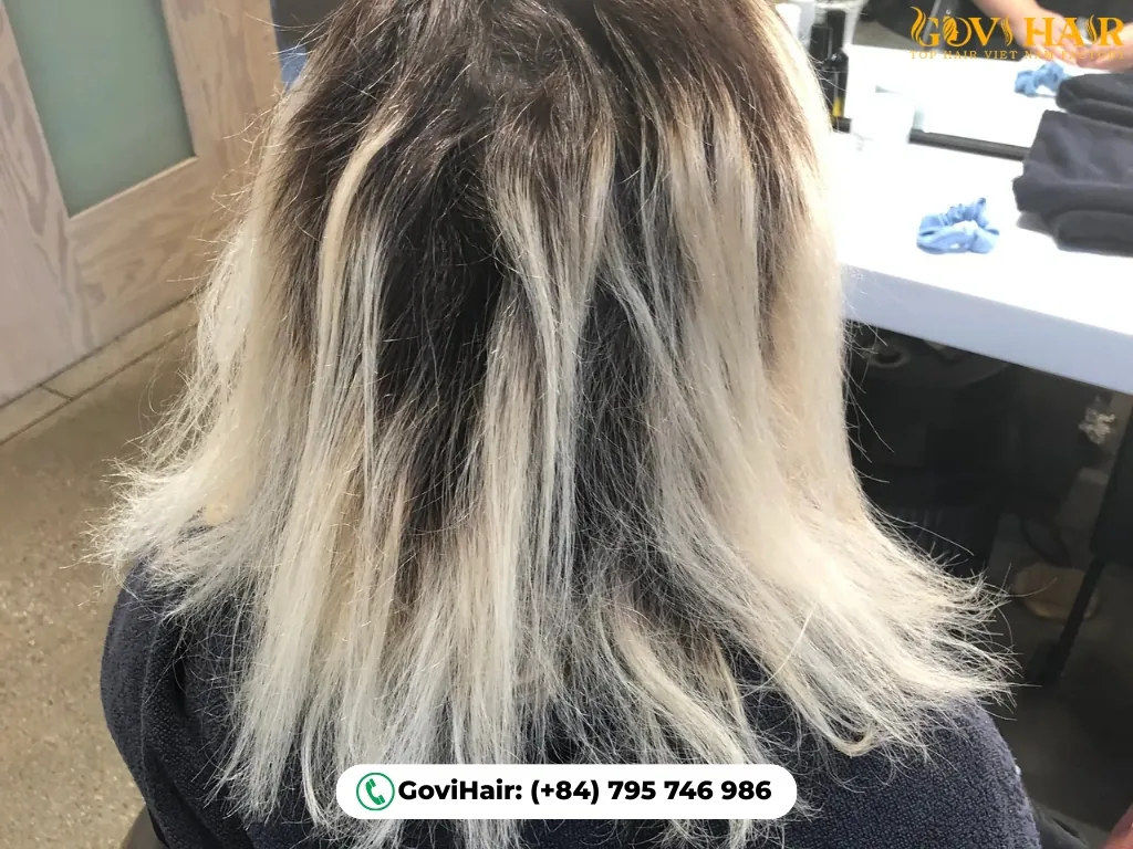 Severe overprocessed hair turning white and gummy