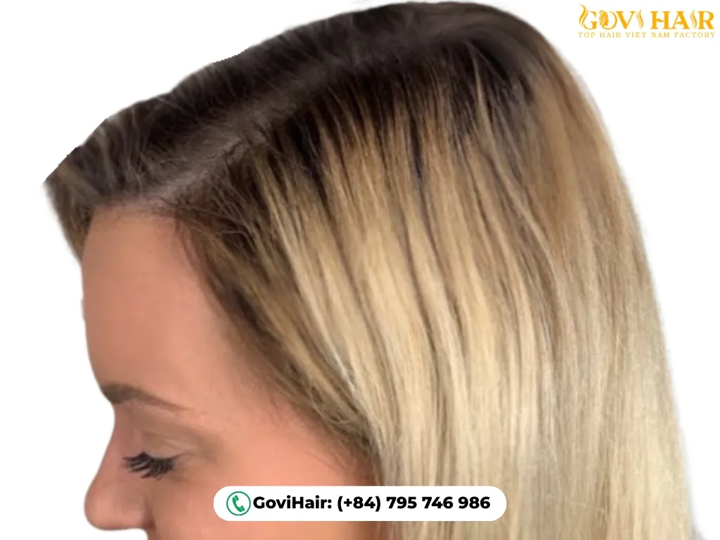 Uneven dark roots with lighter mid-lengths