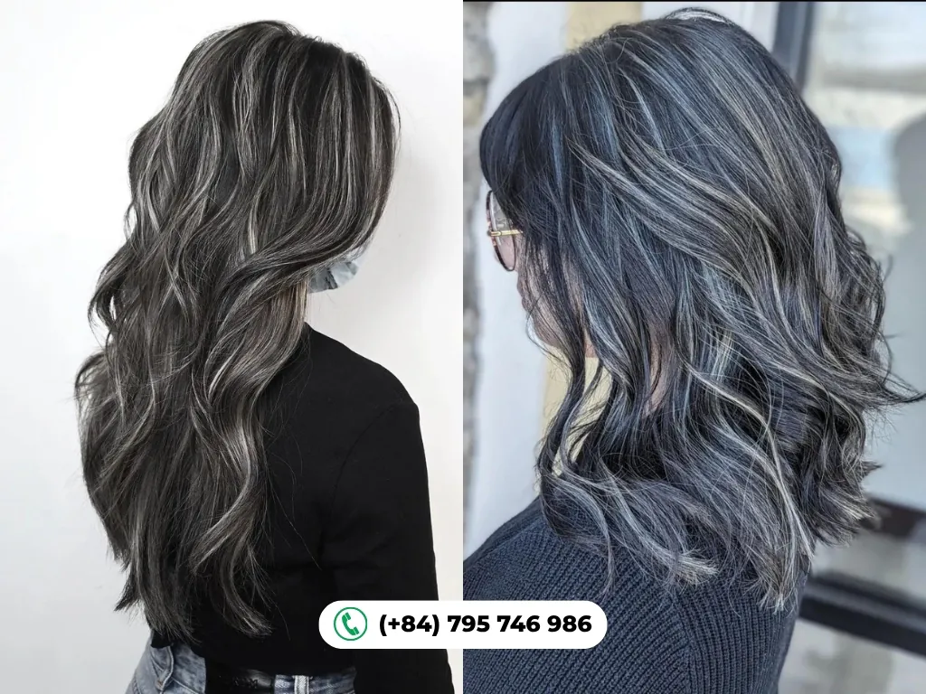 Blackish grey hair color delivers maximum coverage with deep pigment