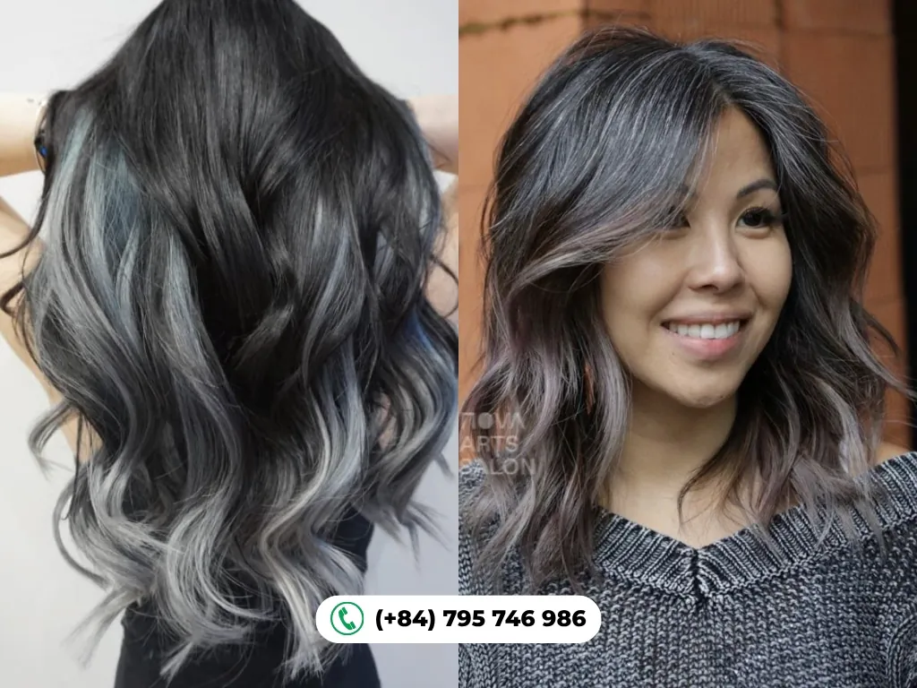 Charcoal grey hair color provides deeper coverage for stubborn greys