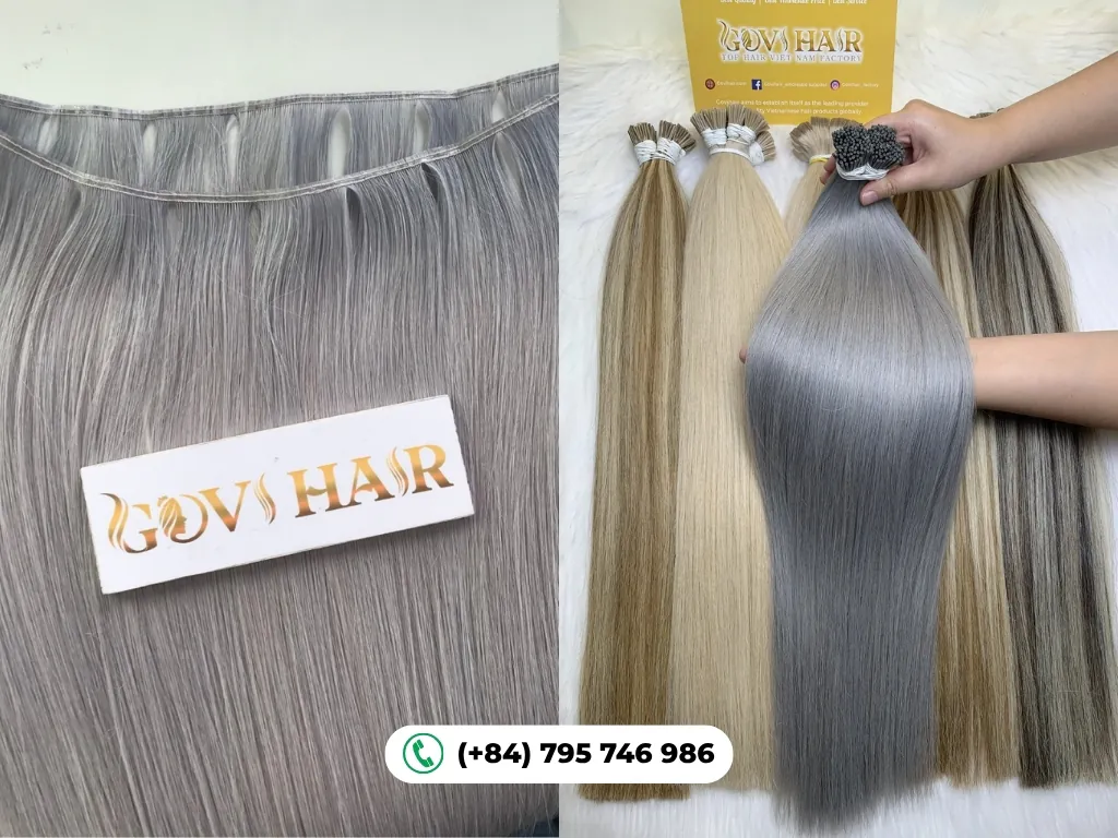 premium grey hair color from Govihair shop high-quality Vietnamese hair