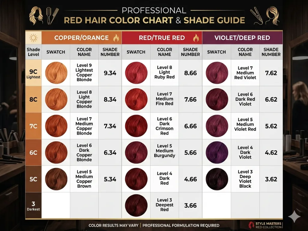 Red color chart for bright look.