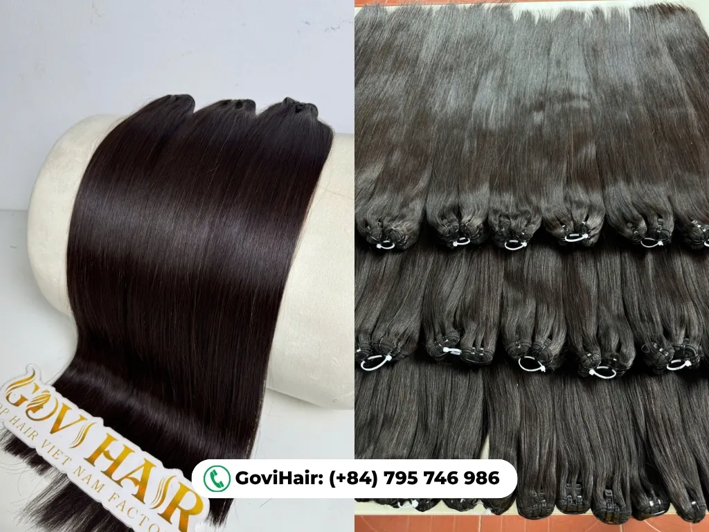 Premium raw Vietnamese hair bundles feature thick strands and smooth texture