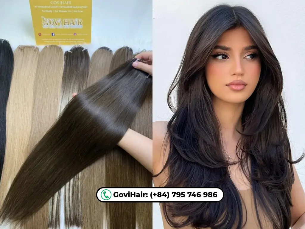 Feather extensions are styled to resemble bird feathers.