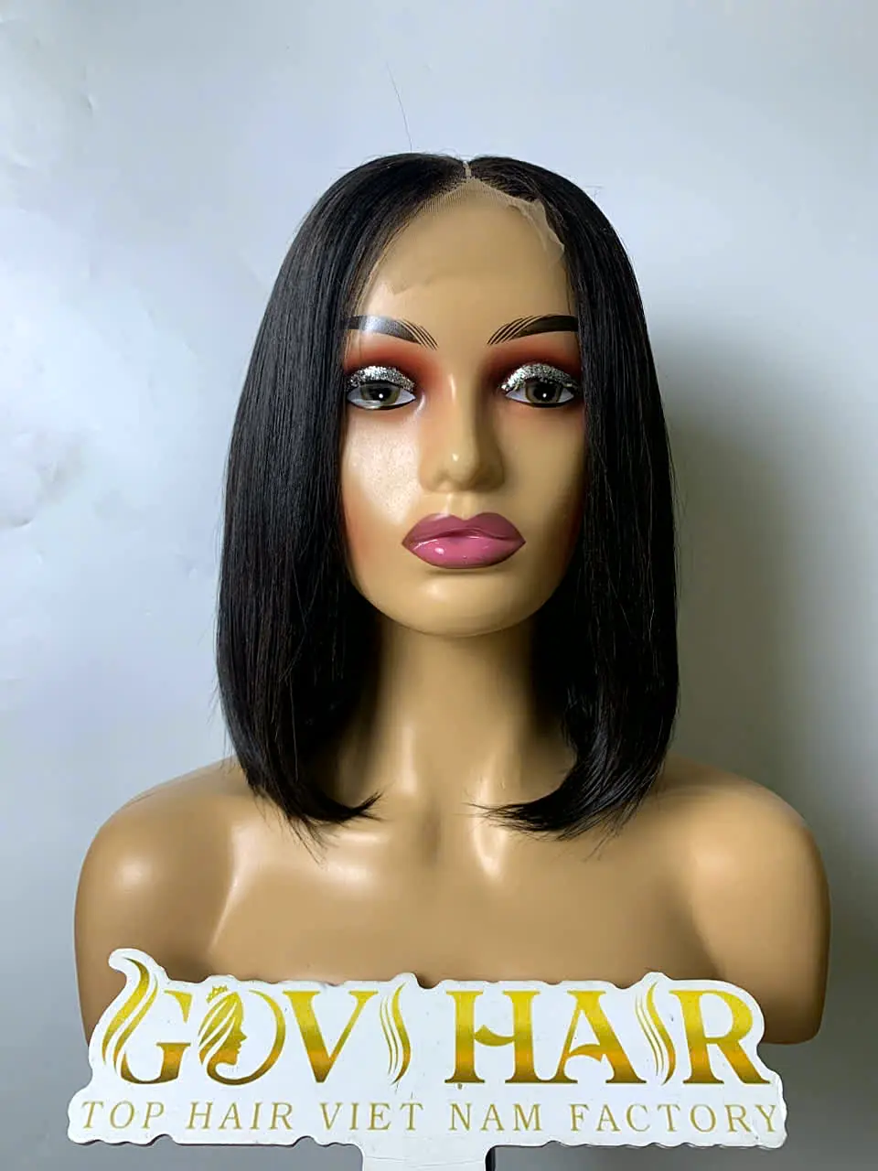 Short Bob Wig 2x6 HD Lace Closure 10 Inch Silky Straight Natural Black 2 Short bob wig 2x6 closure front view