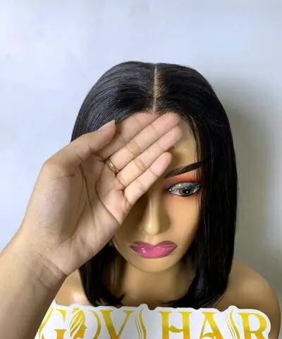 Short Bob Wig 2x6 HD Lace Closure 10 Inch Silky Straight Natural Black 6 Short bob wig silky straight hand held