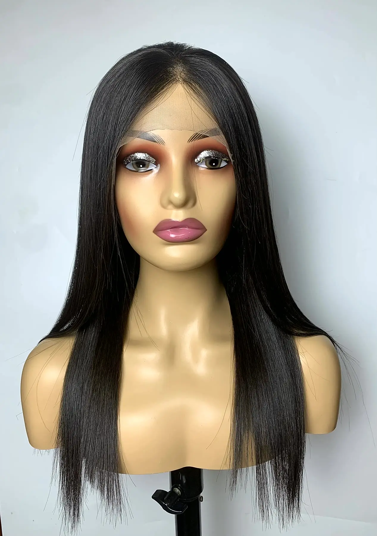 Full lace human hair wig natural black front