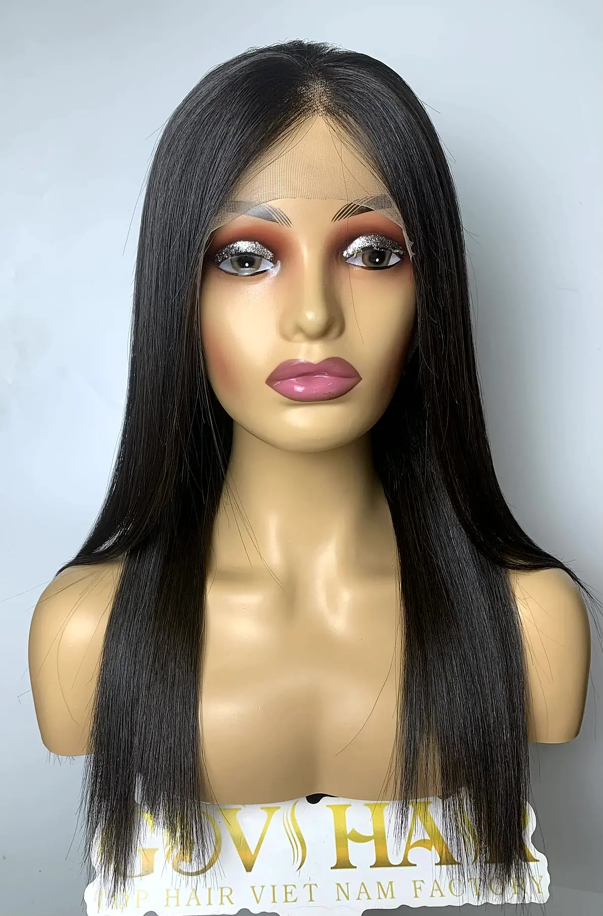 Straight full lace human hair wig middle part