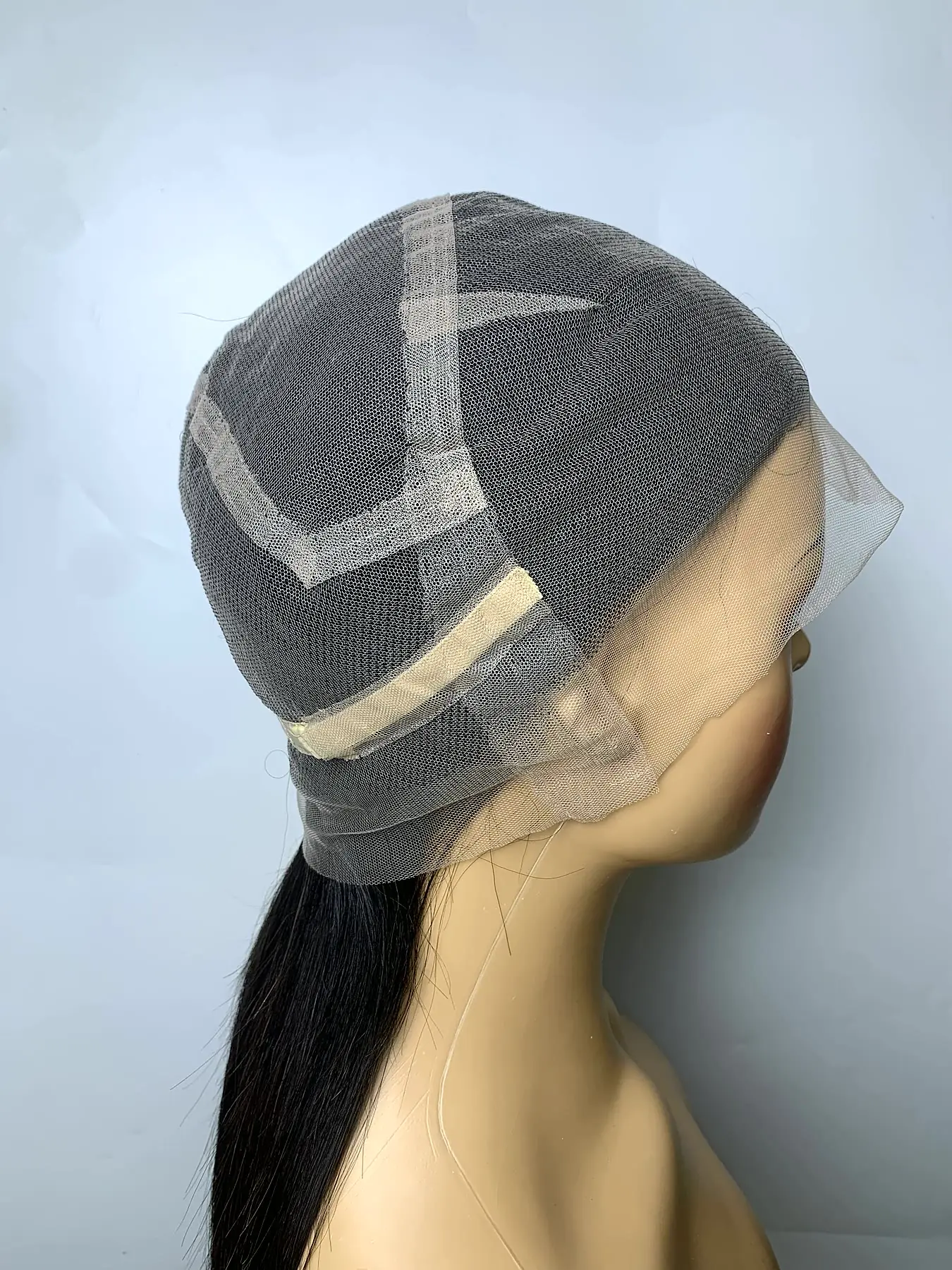 Full lace human hair wig cap side view