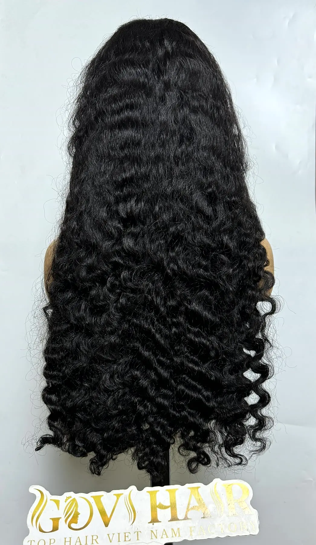 Curly Human Hair Wig 6x6 HD Closure 28 Inch Deep Curly Jet Black #1 3 Curly human hair wig 28 inch back view