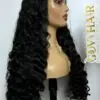 Curly Human Hair Wig 6x6 HD Closure 28 Inch Deep Curly Jet Black #1 18 Curly human hair wig 6x6 closure side profile