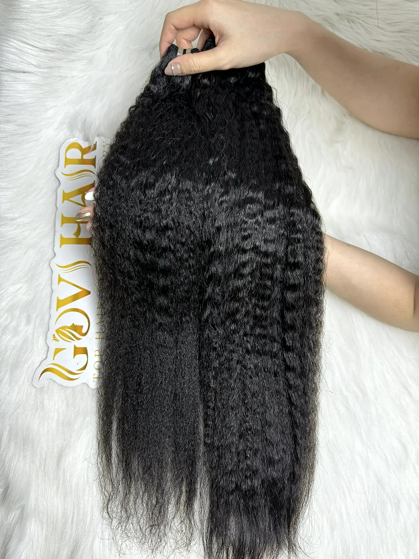 24 Inch Kinky Straight Bundles Raw Hair Super Double Drawn Wholesale 1 Kinky straight bundles 24 inch held by hand