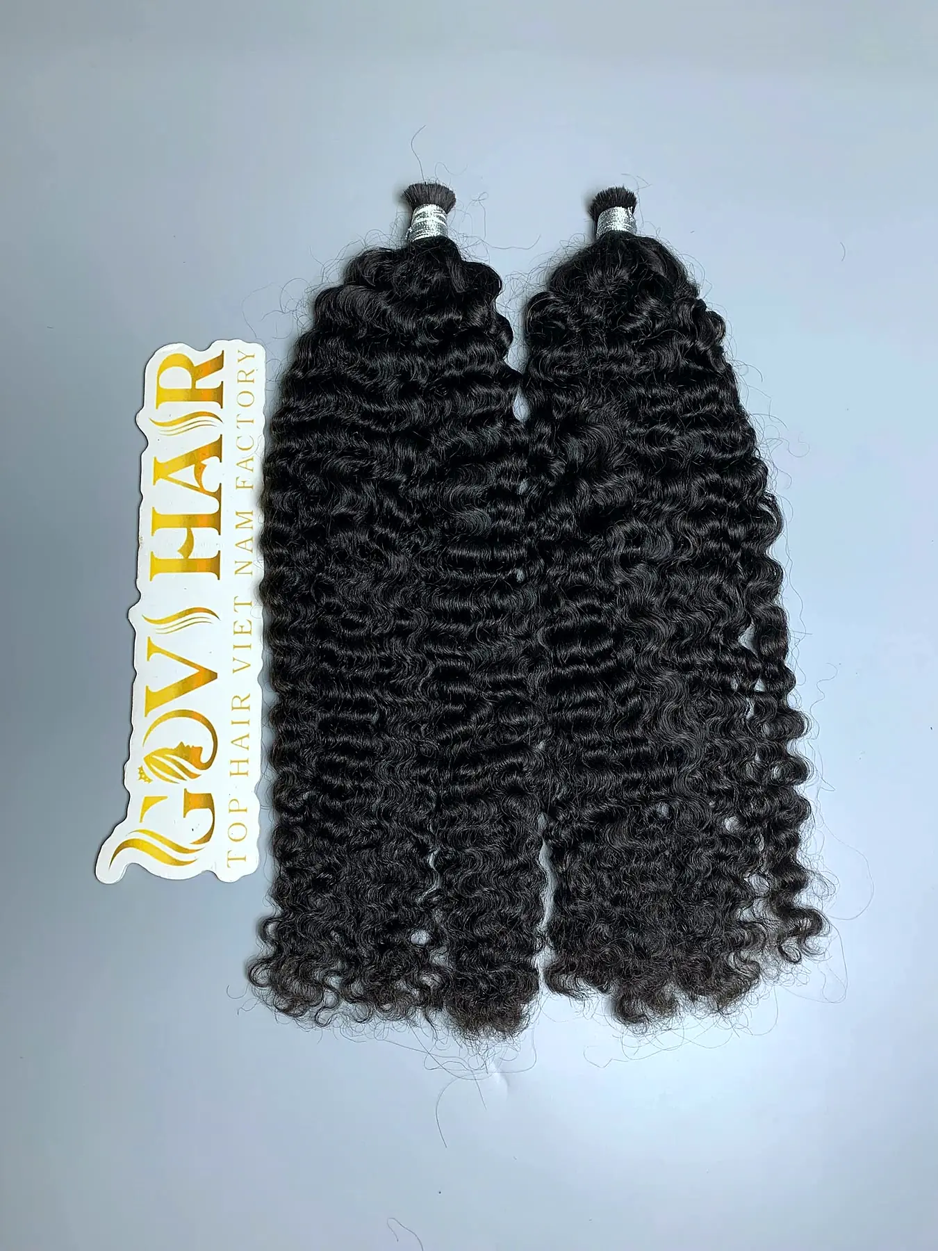 22 Inch Burmese Curly Braiding Hair Raw Bulk Human Hair Wholesale 6 Burmese curly braiding hair raw bulk close up