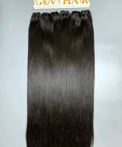 28 Inch Raw Human Hair Bundles Bone Straight Natural Black Wholesale 5 raw hair bundles close up view 2