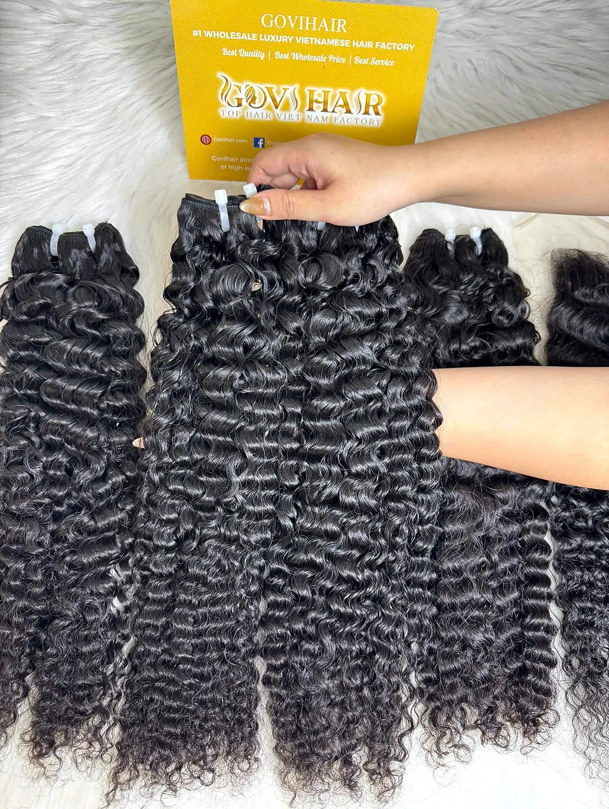 Raw Burmese curly hair 24 inch held by hand