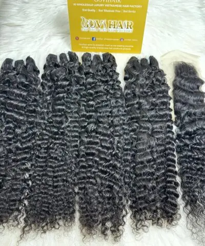 Raw Burmese curly hair 24 inch laid flat