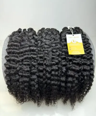 Raw Burmese curly hair bundles with label