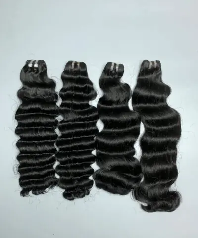 raw hair bundles with deep curly and natural wave close up view 3