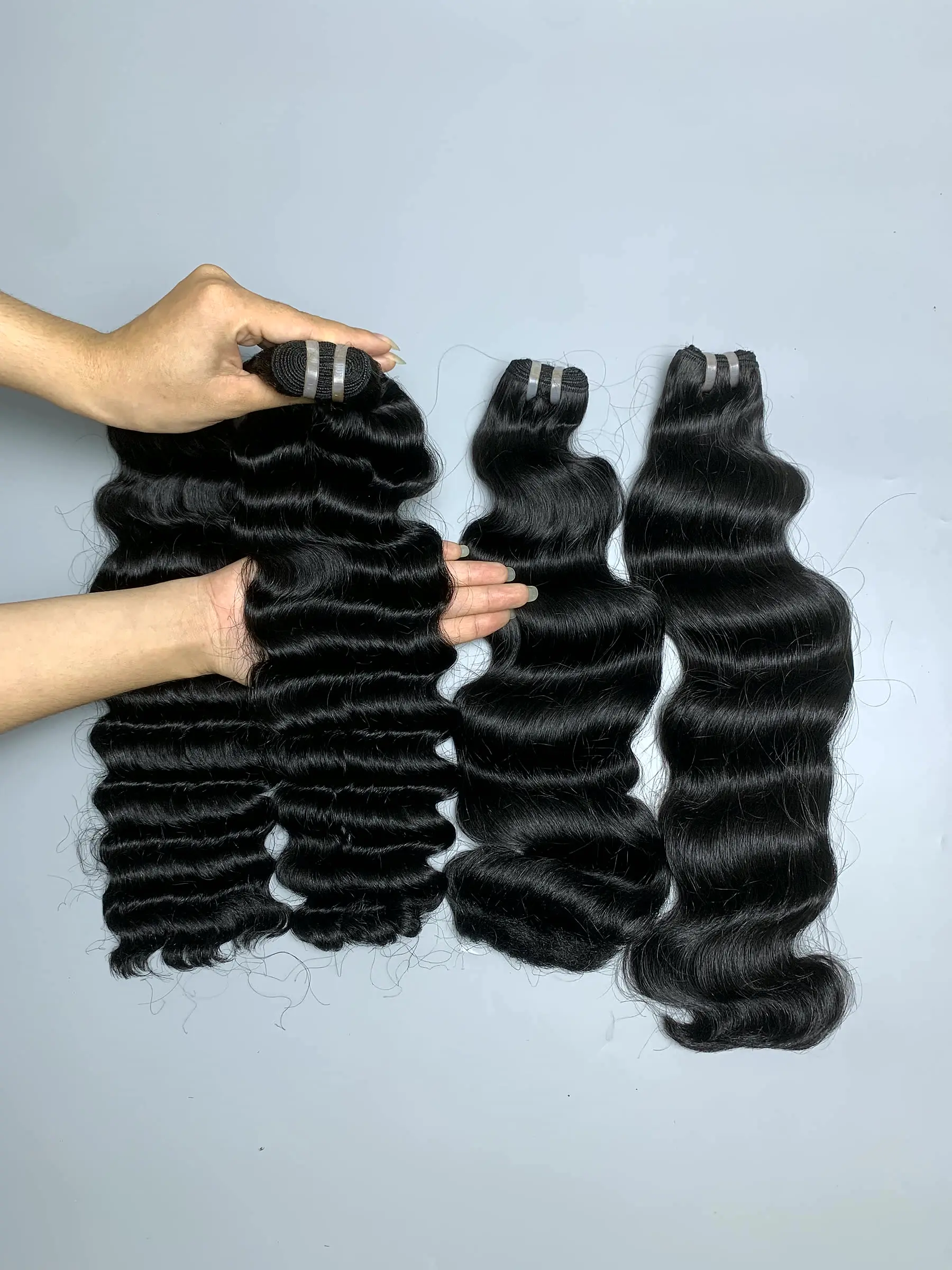 raw hair bundles with deep curly and natural wave close up view 4