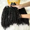 18 Inch Pixie Curly Hair Super Double Drawn Raw Bundles Wholesale 6 Pixie curly hair bundles held in hand