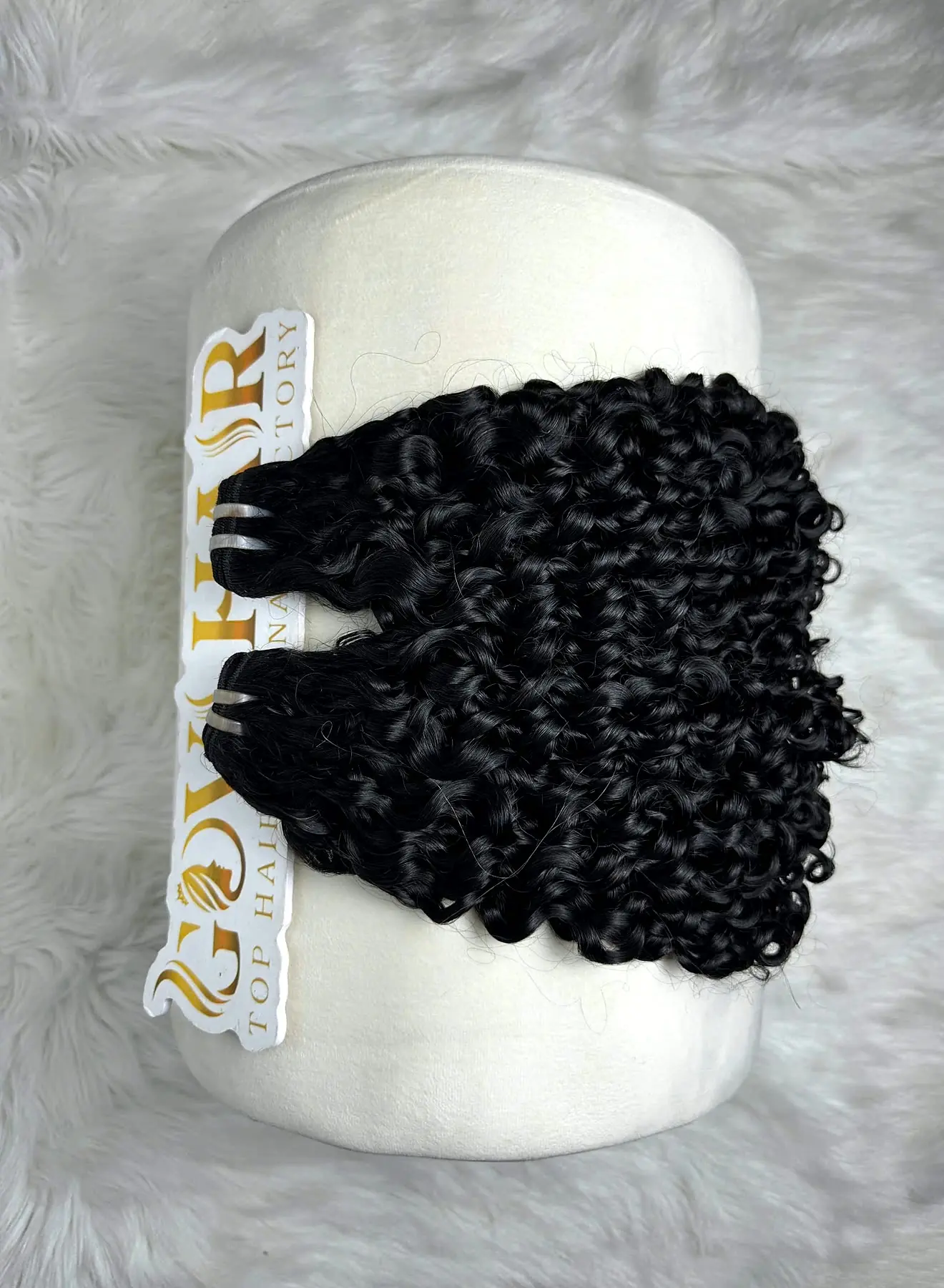 Pixie curly hair bundles 20 inch on stand