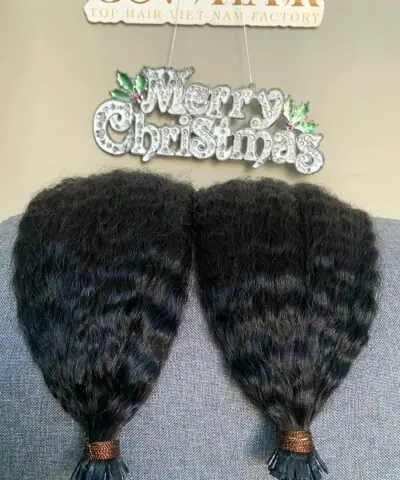 Flat keratin bonds on kinky straight K tips