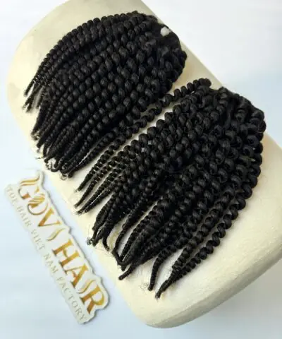 Spring curl hair extensions #1B weft bundles