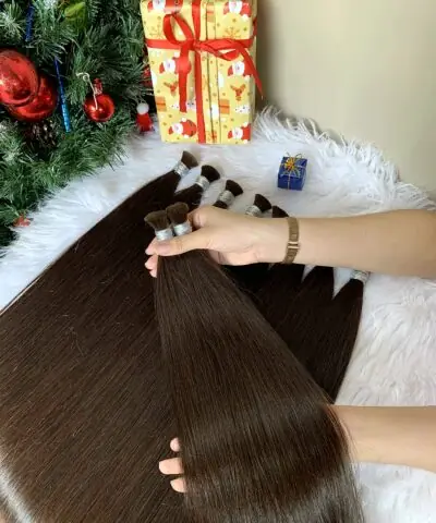 Human hair bulk #2C bone straight bundles