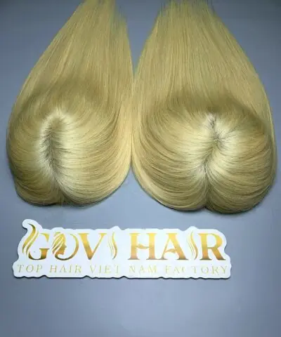 Blonde human hair topper natural parting crown
