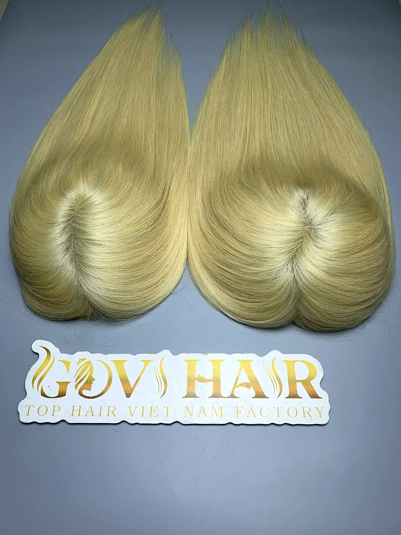 Blonde human hair topper natural parting crown