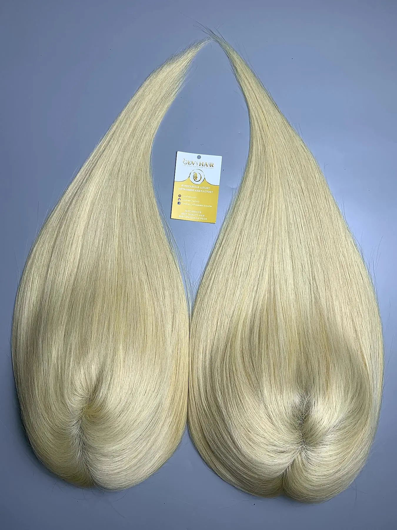 Two 14 inch blonde human hair toppers