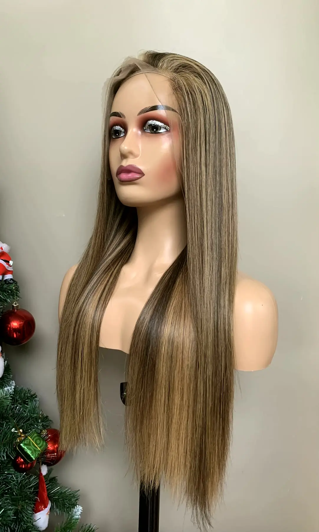 13x4 Lace Front Wig 20 Inch Bone Straight Mix Piano Highlight HD Lace 2 13x4 lace front wig mix piano angled view